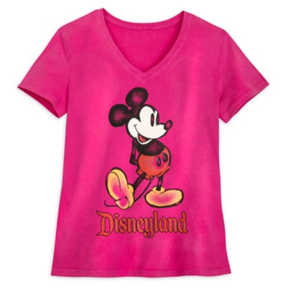 NEW / BNWT Mickey Mouse V-Neck T-Shirt for Women – Disneyland – Pink Size XS